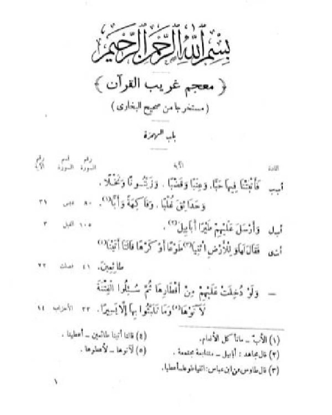 كتاب معجم غريب القرآن مستخرجاً من صحيح البخاري، ويليه: مسائل نافع بن الأزرق لابن عباس لـ محمد فؤاد عبد الباقي