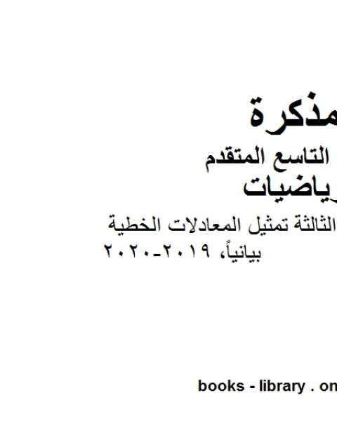 كتاب الصف التاسع متقدم دليل المعلم الوحدة الثالثة تمثيل المعادلات الخطية بيانياً الفصل الأول من العام الدراسي 2019 2020 وفق المنهاج الإماراتي الحديث لـ مدرس رياضيات