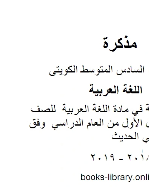 كتاب تدريبات نحوية في مادة اللغة العربية للصف السادس للفصل الأول من العام الدراسي وفق المنهاج الكويتي الحديث لـ مدرس لغة عربية