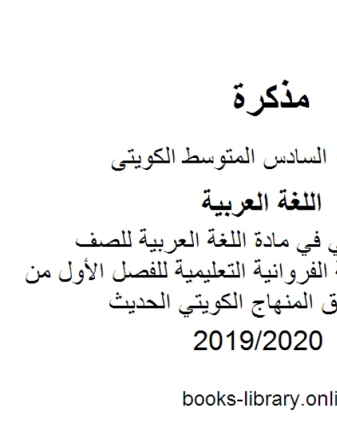 كتاب نموذج اجابة حولي في مادة اللغة العربية للصف السادس في منطقة الفروانية التعليمية للفصل الأول من العام الدراسي وفق المنهاج الكويتي الحديث لـ مدرس لغة عربية