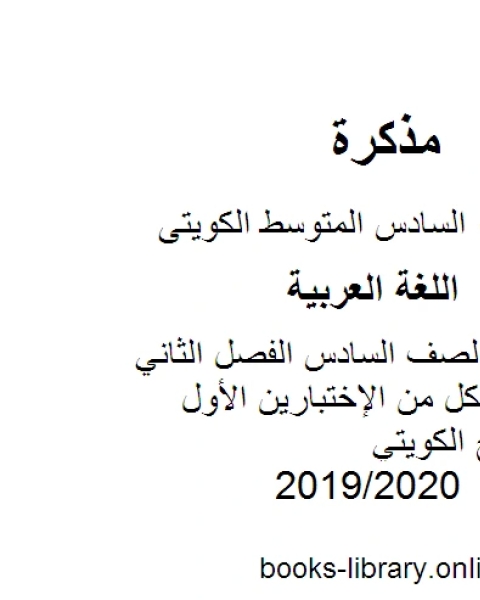 كتاب اللغة العربية الصف السادس الفصل الثاني عشرة نماذج لكل من الإختبارين الأول والثاني المنهج الكويتي لـ مدرس لغة عربية